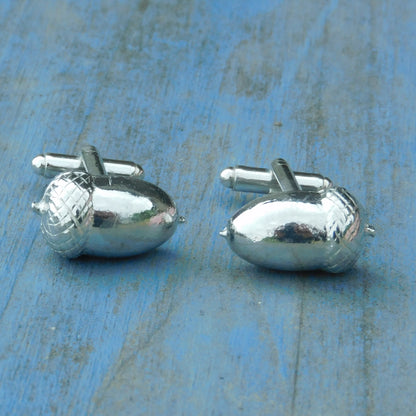 Acorn Cufflinks, Handcast Pewter Cufflinks, Polished Finish