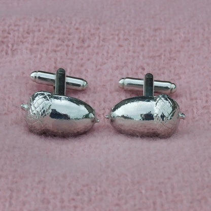 Acorn Cufflinks, Handcast Pewter Cufflinks, Polished Finish