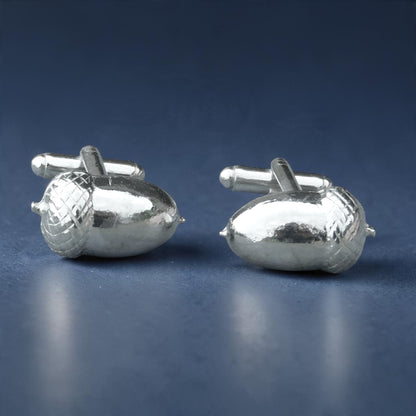 Acorn Cufflinks, Handcast Pewter Cufflinks, Polished Finish