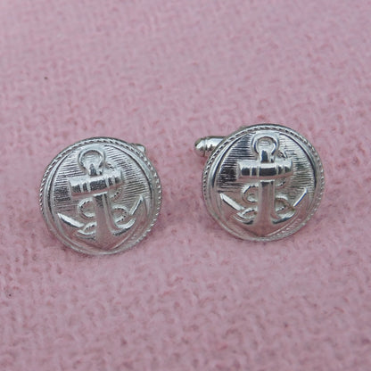 Anchor Cufflinks (Nautical Design), Handcast Pewter Cufflinks, Polished Finish