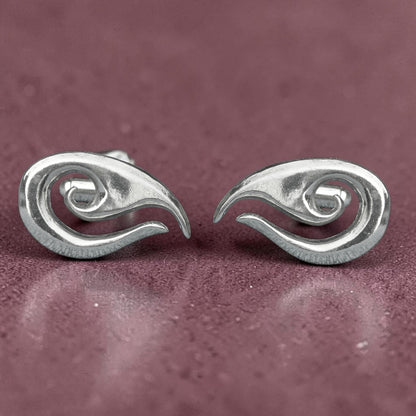 Maori Wave Cufflinks, Handcast Pewter Cufflinks, Polished Finish