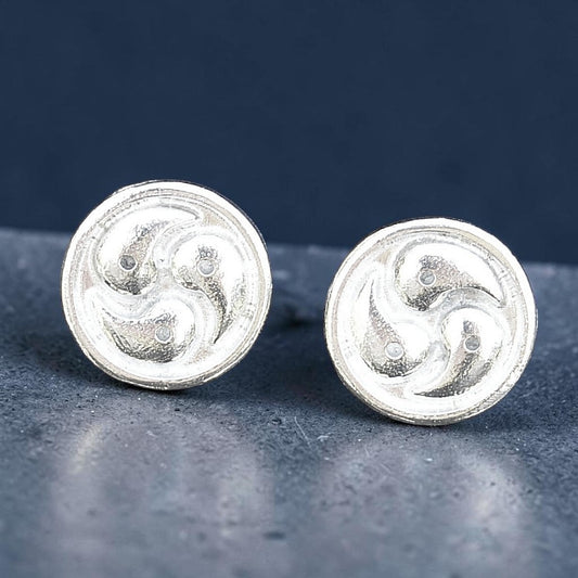 Triskelion Cufflinks, Handcast Pewter Cufflinks, Polished Finish