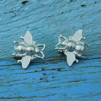Bee Cufflinks, Handcast Pewter Cufflinks, Polished Finish
