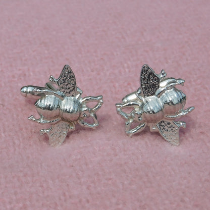 Bee Cufflinks, Handcast Pewter Cufflinks, Polished Finish