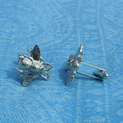 Bee Cufflinks, Handcast Pewter Cufflinks, Polished Finish