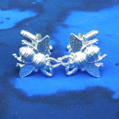 Bee Cufflinks, Handcast Pewter Cufflinks, Polished Finish