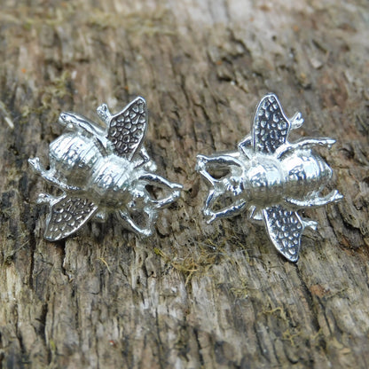 Bee Cufflinks, Handcast Pewter Cufflinks, Polished Finish