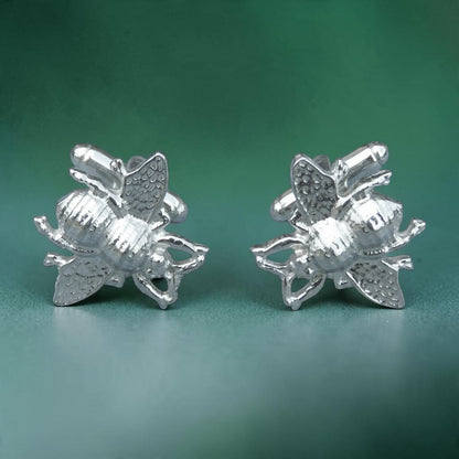 Bee Cufflinks, Handcast Pewter Cufflinks, Polished Finish