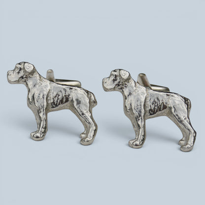 Boxer Dog Cufflinks, Handcast Pewter Cufflinks, Polished Finish