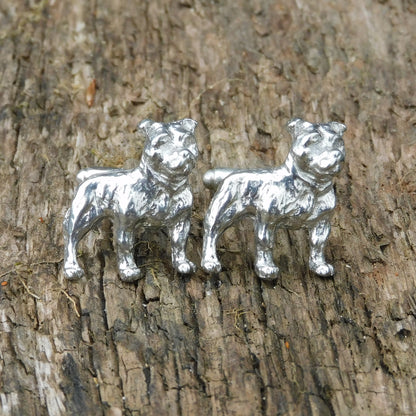 Bulldog Cufflinks, Handcast Pewter Cufflinks, Polished Finish