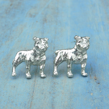 Bulldog Cufflinks, Handcast Pewter Cufflinks, Polished Finish