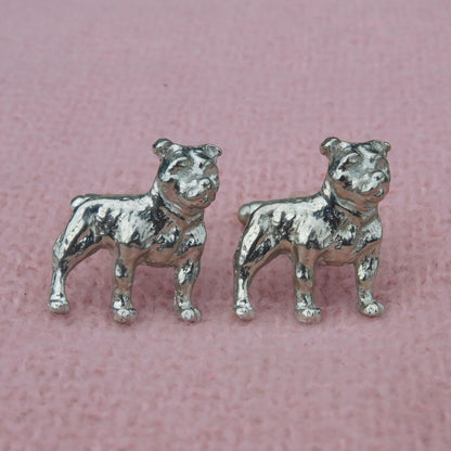 Bulldog Cufflinks, Handcast Pewter Cufflinks, Polished Finish