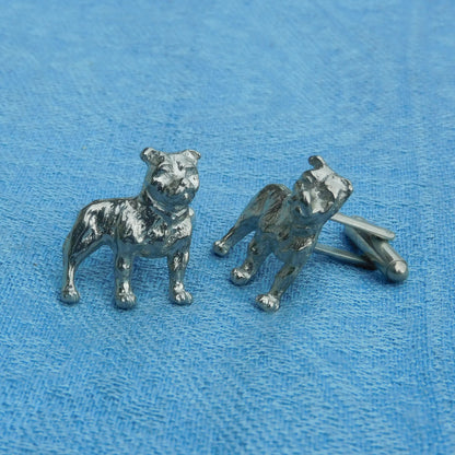 Bulldog Cufflinks, Handcast Pewter Cufflinks, Polished Finish