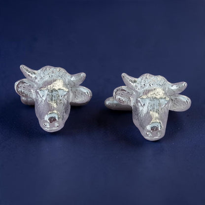Bull Head Cufflinks, Handcast Pewter Cufflinks, Polished Finish