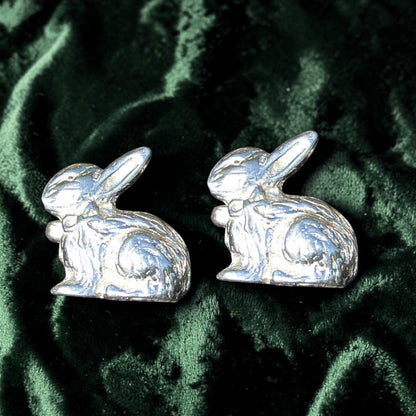 Rabbit Cufflinks (Facing Left), Handcast Pewter Cufflinks, Polished Finish