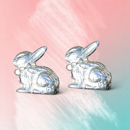 Rabbit Cufflinks (Facing Left), Handcast Pewter Cufflinks, Polished Finish