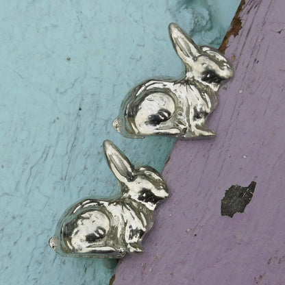 Rabbit Cufflinks (Facing Right), Handcast Pewter Cufflinks, Polished Finish