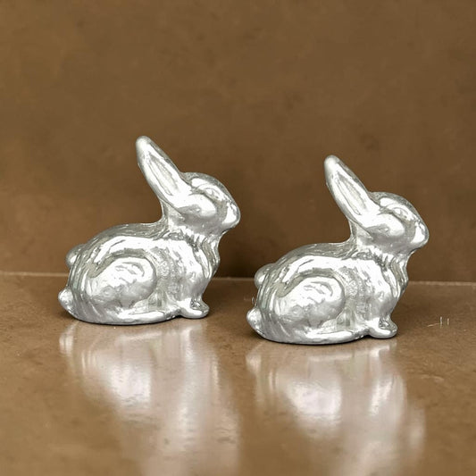 Rabbit Cufflinks (Facing Right), Handcast Pewter Cufflinks, Polished Finish