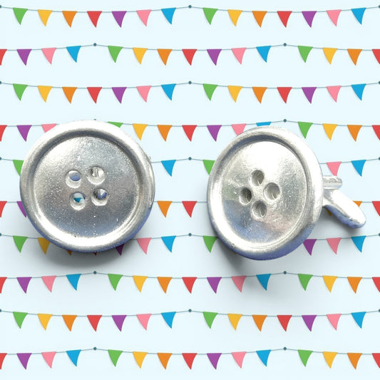 Button Cufflinks, Handcast Pewter Cufflinks, Polished Finish
