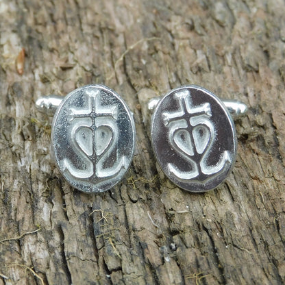 Camargue Cross Cufflinks, Handcast Pewter Cufflinks, Polished Finish