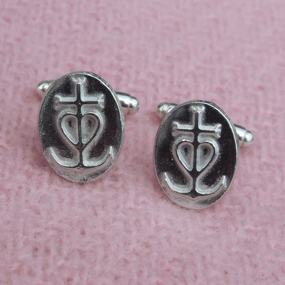 Camargue Cross Cufflinks, Handcast Pewter Cufflinks, Polished Finish