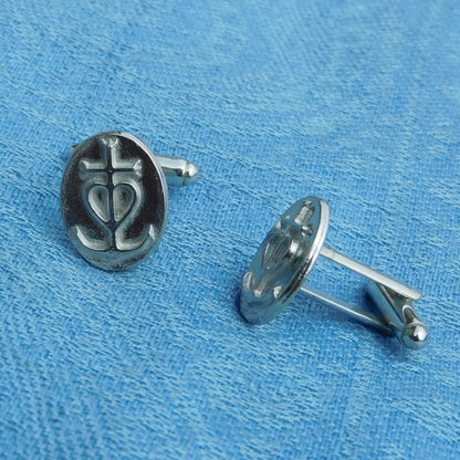 Camargue Cross Cufflinks, Handcast Pewter Cufflinks, Polished Finish