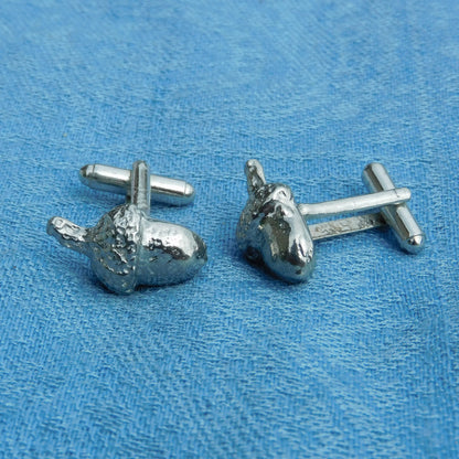Acorn Cufflinks (Hand-Carved Design), Handcast Pewter Cufflinks, Polished Finish