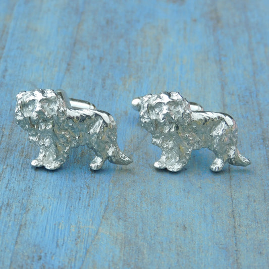 Cavalier King Charles Spaniel Cufflinks, Handcast Pewter Cufflinks, Polished Finish