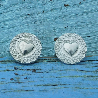 Celtic Heart Cufflinks, Handcast Pewter Cufflinks, Polished Finish