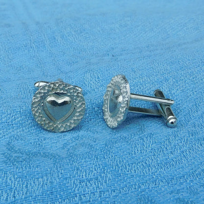 Celtic Heart Cufflinks, Handcast Pewter Cufflinks, Polished Finish