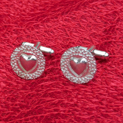 Celtic Heart Cufflinks, Handcast Pewter Cufflinks, Polished Finish
