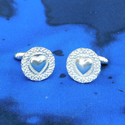 Celtic Heart Cufflinks, Handcast Pewter Cufflinks, Polished Finish
