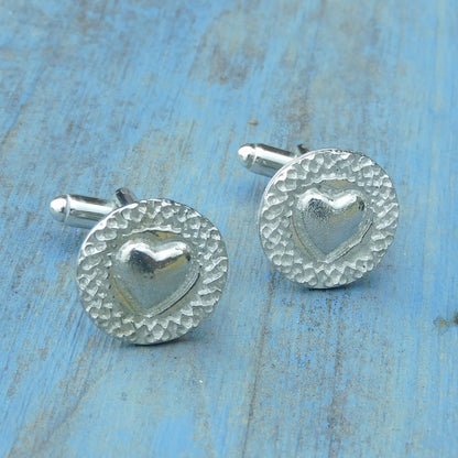 Celtic Heart Cufflinks, Handcast Pewter Cufflinks, Polished Finish