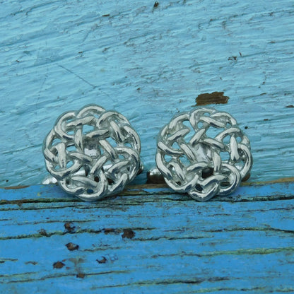 Circular Celtic Knot Cufflinks, Handcast Pewter Cufflinks, Polished Finish