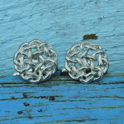 Circular Celtic Knot Cufflinks, Handcast Pewter Cufflinks, Polished Finish