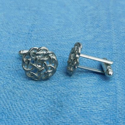 Circular Celtic Knot Cufflinks, Handcast Pewter Cufflinks, Polished Finish