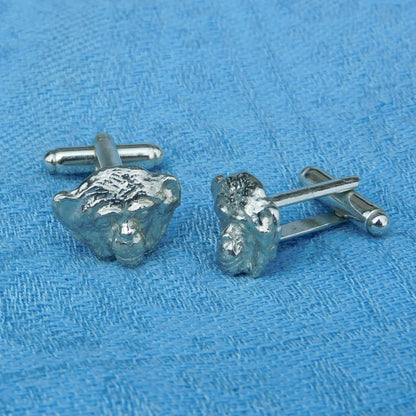 Chimpanzee Cufflinks, Handcast Pewter Cufflinks, Polished Finish