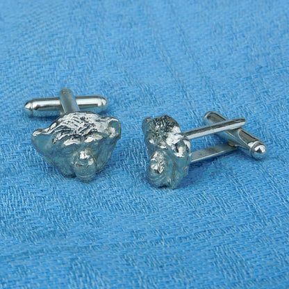 Chimpanzee Cufflinks, Handcast Pewter Cufflinks, Polished Finish