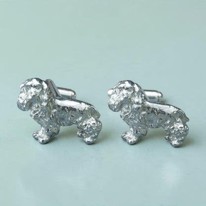 Cocker Spaniel Cufflinks, Handcast Pewter Cufflinks, Polished Finish