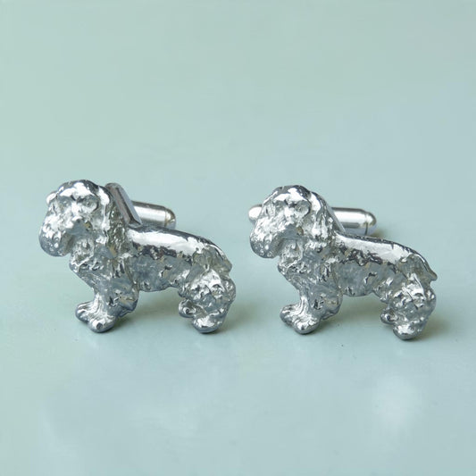 Cocker Spaniel Cufflinks, Handcast Pewter Cufflinks, Polished Finish