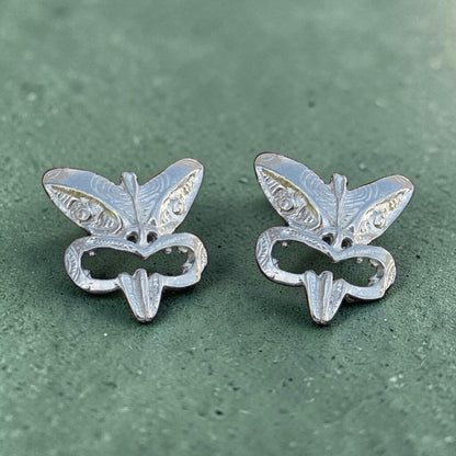 Maori Tiki Cufflinks (Traditional Design), Handcast Pewter Cufflinks, Polished Finish