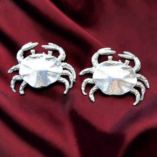 Crab Cufflinks,  Handcast Pewter Cufflinks, Polished Finish