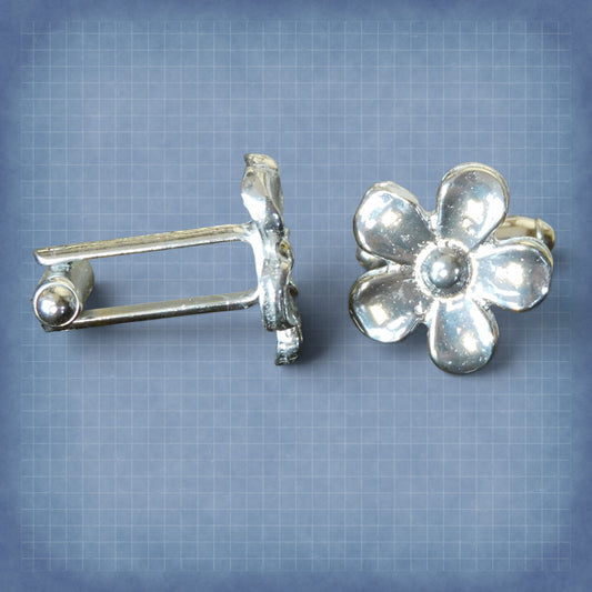 Daisy Cufflinks, Handcast Pewter Cufflinks, Polished Finish