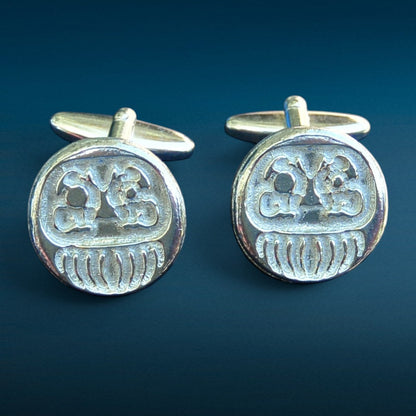 Daruma Cufflinks, Handcast Pewter Cufflinks, Polished Finish