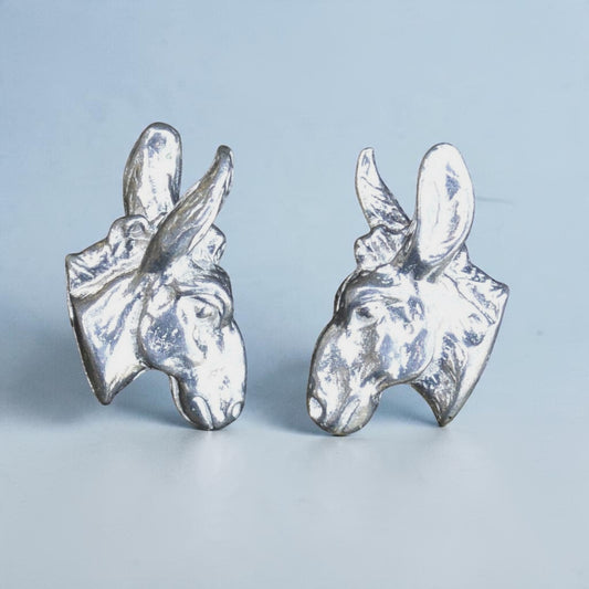 Donkey Head Cufflinks, Handcast Pewter Cufflinks, Polished Finish