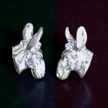 Donkey Head Cufflinks, Handcast Pewter Cufflinks, Polished Finish