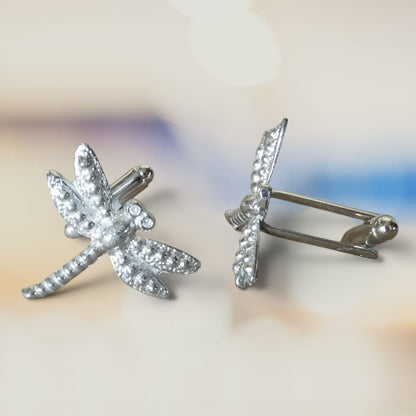Dragonfly Cufflinks (3D Design), Handcast Pewter Cufflinks, Polished Finish