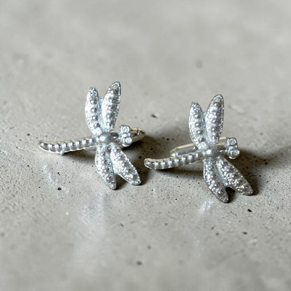 Dragonfly Cufflinks, Handcast Pewter Cufflinks, Polished Finish