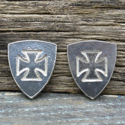 Knights Templar Cufflinks (Inset Cross), Handcast Pewter Cufflinks, Polished Finish