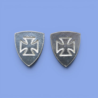 Knights Templar Cufflinks (Inset Cross), Handcast Pewter Cufflinks, Polished Finish